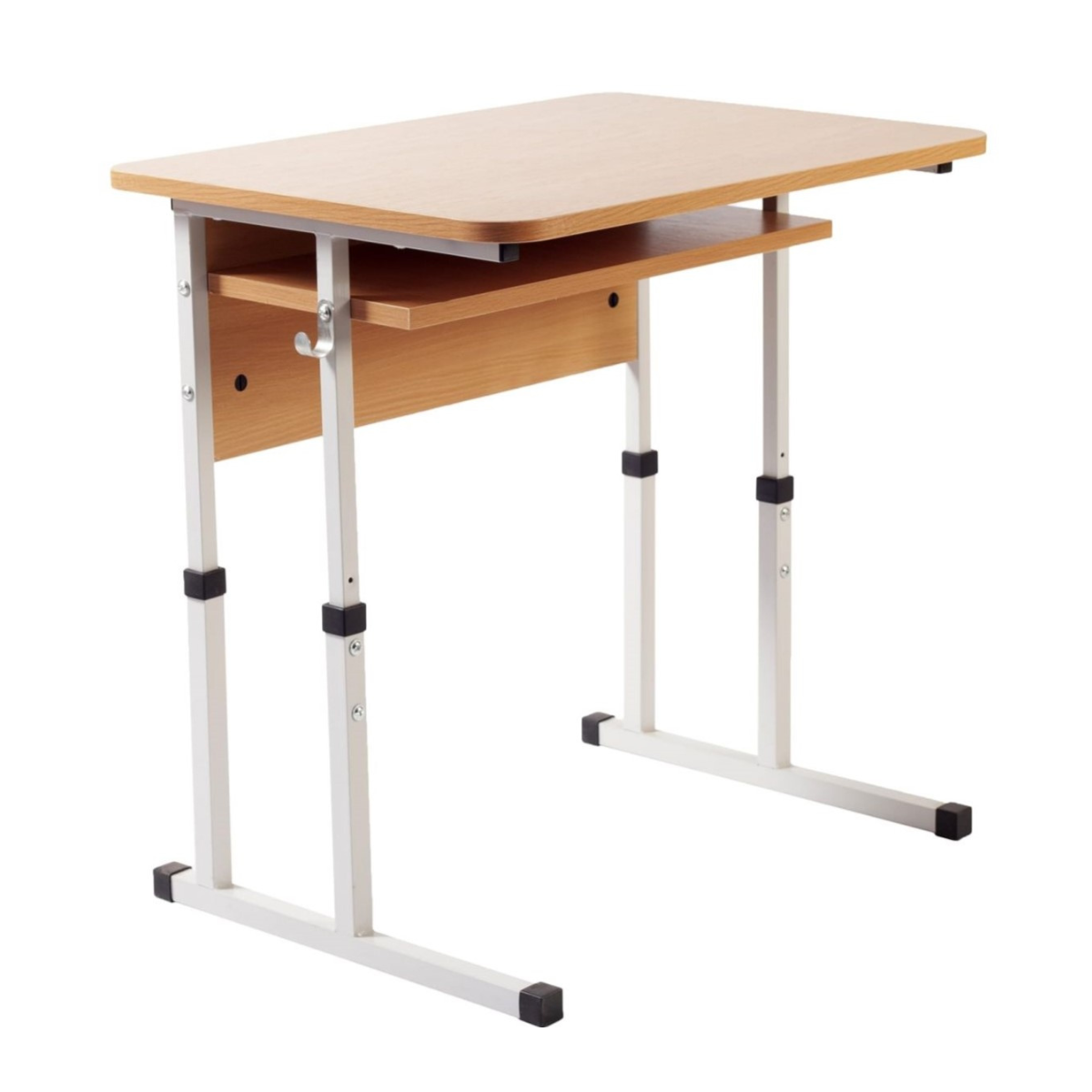 Стіл 1-місний з полицею, на квадратній металевій трубі, регулюється на ростові групи №4-6, АЛМАНТ, 700х500х640-760 мм.